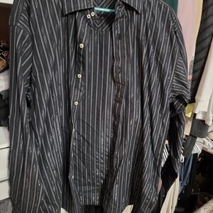 Men's Black Striped Button-Up Shirt